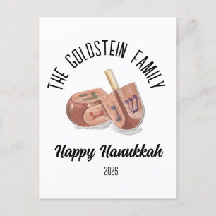 Cartão Postal De Festividades Hanukkah Jewish Chanuka Personalizado Nome da Famí