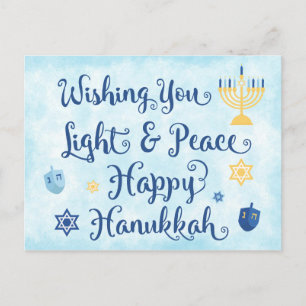 Cartão Postal De Festividades Hanukkah Light and Peace