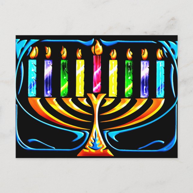 Cartão Postal De Festividades Hanukkah Menorah - Chanukah Menorah (Frente)