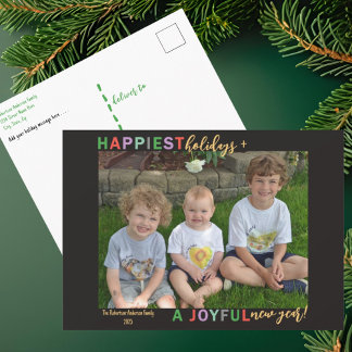 Cartão Postal De Festividades Happiest Holidays & A Joyful New Year Photo