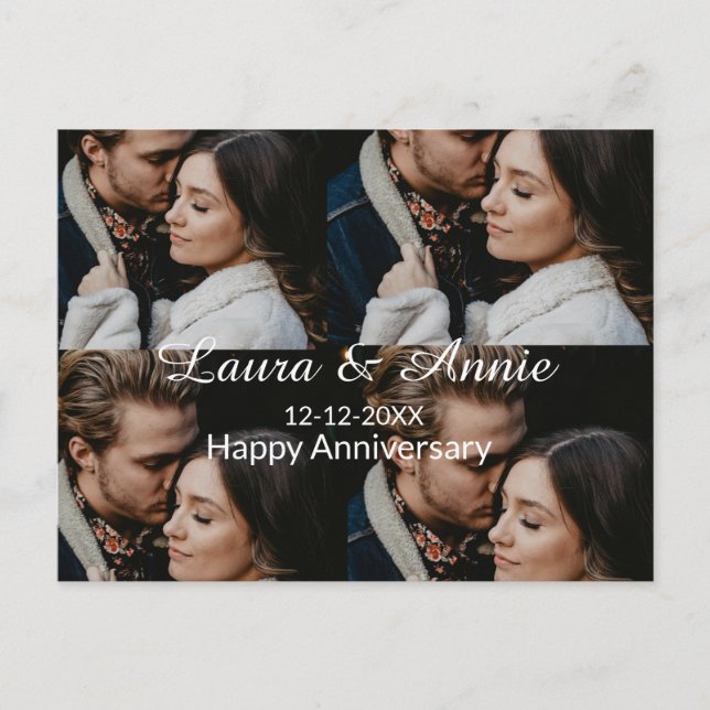 Cartão Postal De Festividades Happy anniversary photo collage name date simple w (Frente)