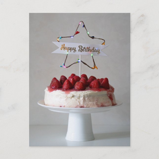 Cartão Postal De Festividades Happy Birthday Cake (Frente)
