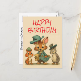 Cartão Postal De Festividades Happy Birthday Funny Cute Cartoon Animal Couriers 