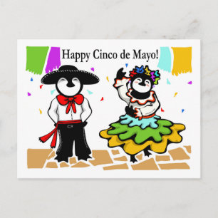 Cartão Postal De Festividades Happy Cinco de los Penguinos