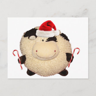 Cartão Postal De Festividades Happy Cow Christmas Santa Postcard