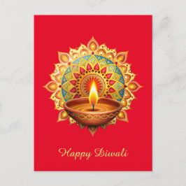 Cartão Postal De Festividades Happy Diwali Rangoli Diya Festival do Vermelho Cla