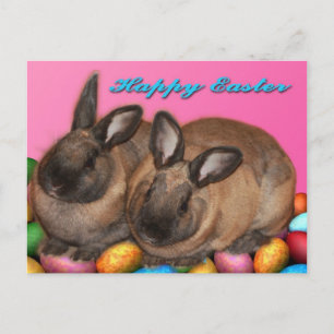 Cartão Postal De Festividades Happy Easter Easter Bunnies With Easter Eggs