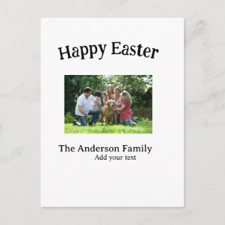 Cartão Postal De Festividades Happy Easter family photo name text reunion simple