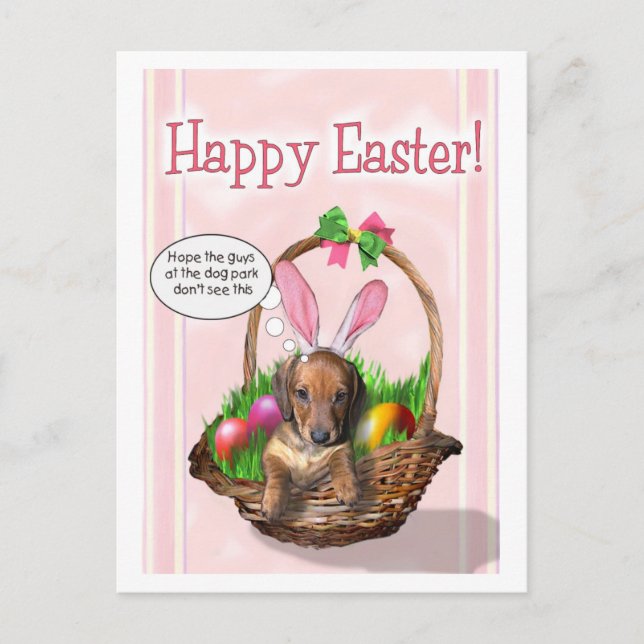 Cartão Postal De Festividades Happy Easter from a Doxie pup (Frente)