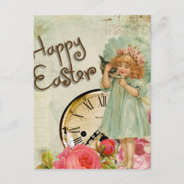 Cartão Postal De Festividades happy easter girl