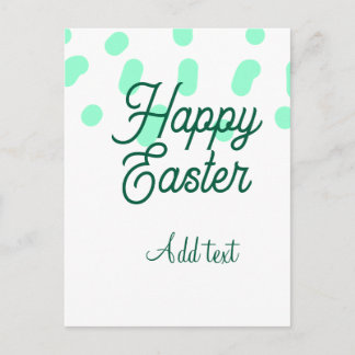 Cartão Postal De Festividades Happy Easter green eggs pastel name date simple