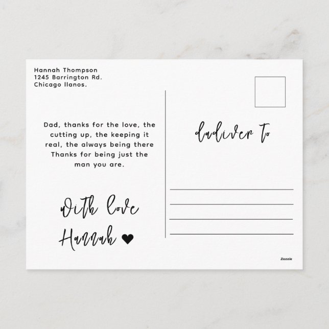 Cartão Postal De Festividades Happy Father’s Day Photo | Custom Dad Ever (Verso)