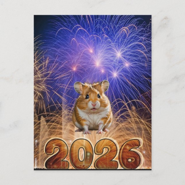 Cartão Postal De Festividades Happy Hammie New Year Holiday Postcard (Frente)
