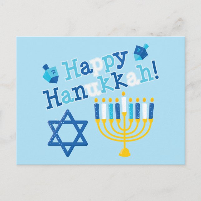 Cartão Postal De Festividades Happy Hanukkah (Frente)