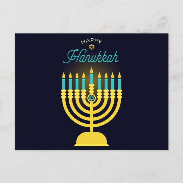 Cartão Postal De Festividades Happy Hanukkah (Frente)