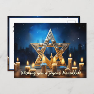 Cartão Postal De Festividades 🕎 Happy Hanukkah, nome personalizado e texto