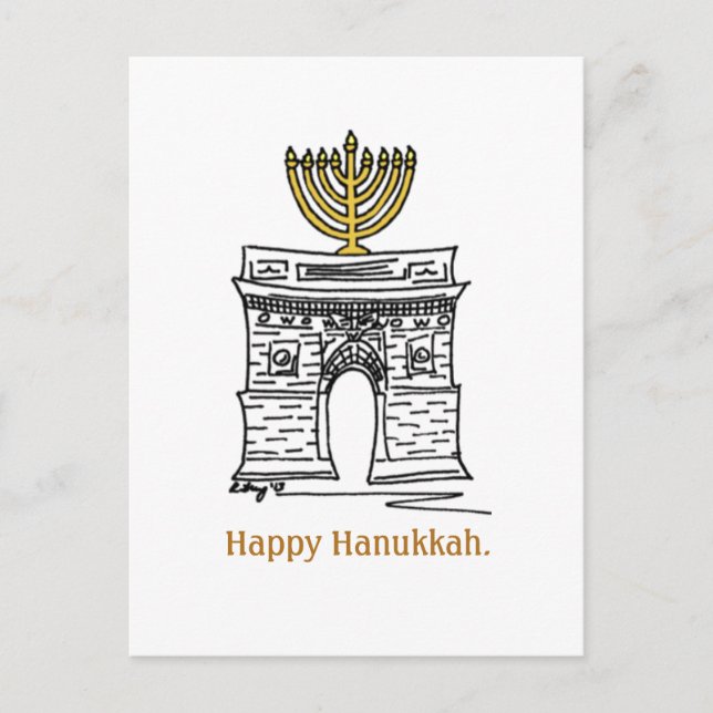 Cartão Postal De Festividades Happy Hanukkah NYC Washington Square Menorah (Frente)