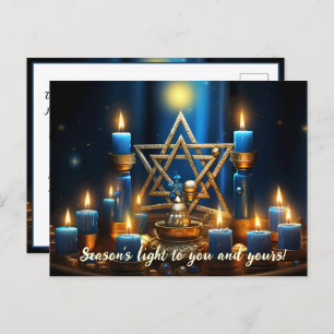 Cartão Postal De Festividades 🕎 Happy Hanukkah, texto personalizado