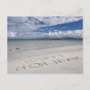 Cartão Postal De Festividades Happy Holiday Written On Eilogarry Beach