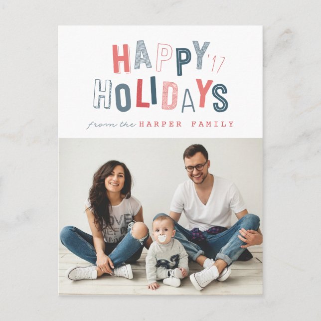 CARTÃO POSTAL DE FESTIVIDADES HAPPY HOLIDAYS (Frente)