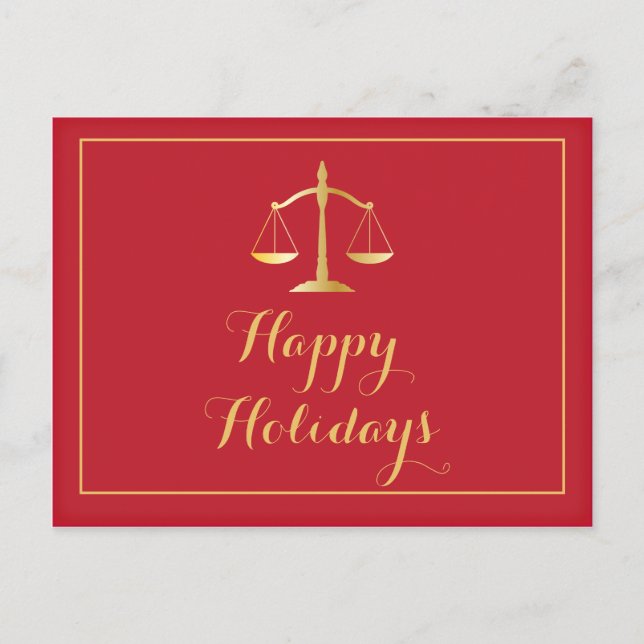 Cartão Postal De Festividades Happy Holidays Attorney Law Firm Scales (Frente)