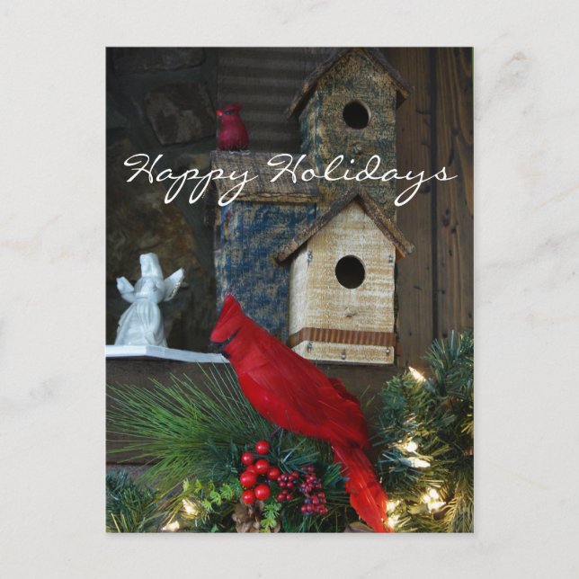 Cartão Postal De Festividades Happy Holidays Cardinal Postcard- customize (Frente)