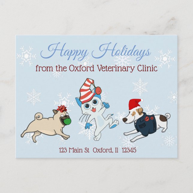 Cartão Postal De Festividades Happy Holidays Pet Business Christmas Cards (Frente)