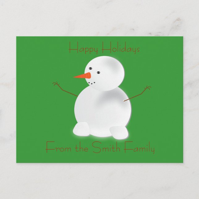 Cartão Postal De Festividades Happy Holidays Snowman Post Card (Frente)