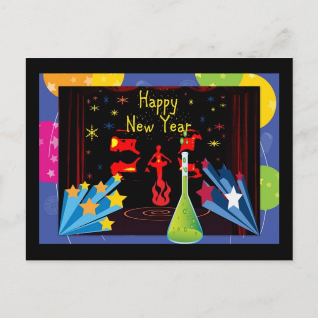 Cartão Postal De Festividades Happy New Year (Frente)