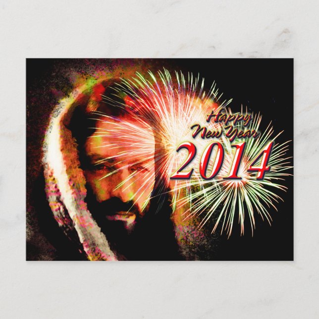 Cartão Postal De Festividades Happy New Year 2014 Love Jesus Postcard (Frente)