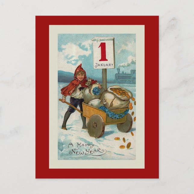 Cartão Postal De Festividades "Happy New Year" Greeting Card (Frente)