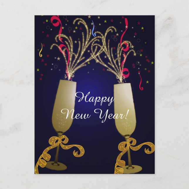 Cartão Postal De Festividades Happy New Year Greeting Postcard (Frente)