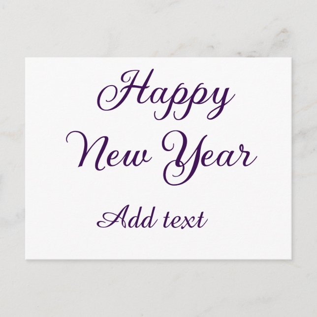 Cartão Postal De Festividades Happy new year purple calligraphy simple minimal  (Frente)