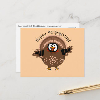 Cartão Postal De Festividades Happy PengsGiving Turkey