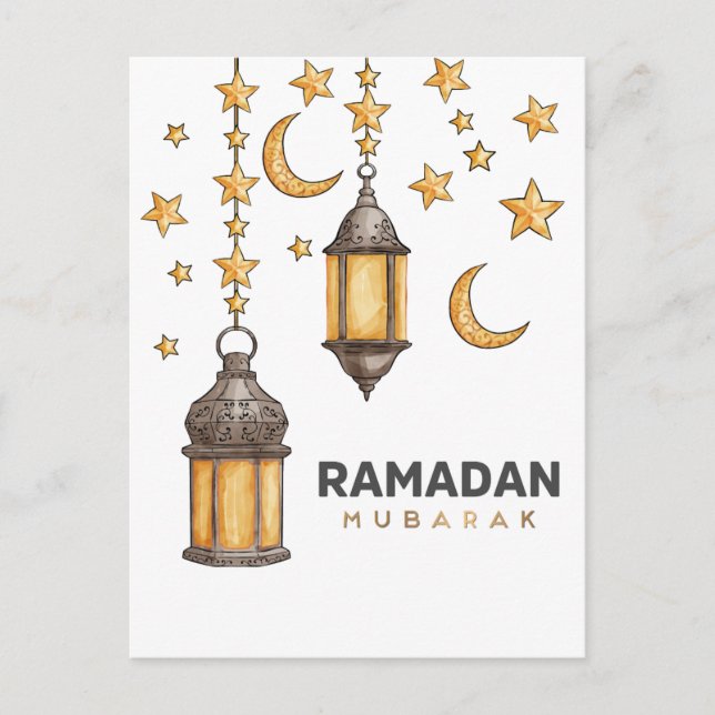 Cartão Postal De Festividades Happy Ramadan Mubarak | Ramadan Kareem, muçulmano  (Frente)