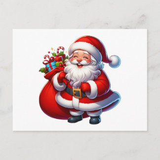 Cartão Postal De Festividades Happy Santa Claus Christmas