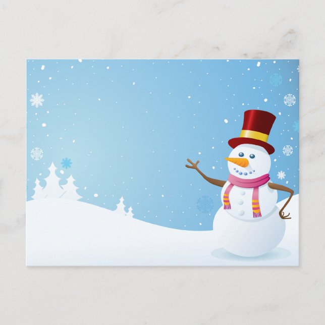 Cartão Postal De Festividades Happy Snowman (Frente)