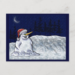 Cartão Postal De Festividades Happy Snowman