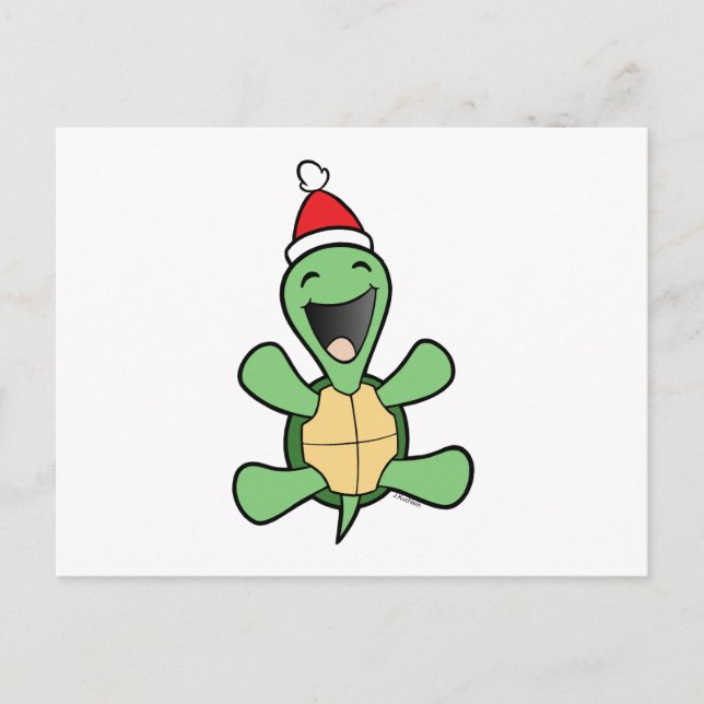 Cartão Postal De Festividades Happy Turtle Christmas (Frente)