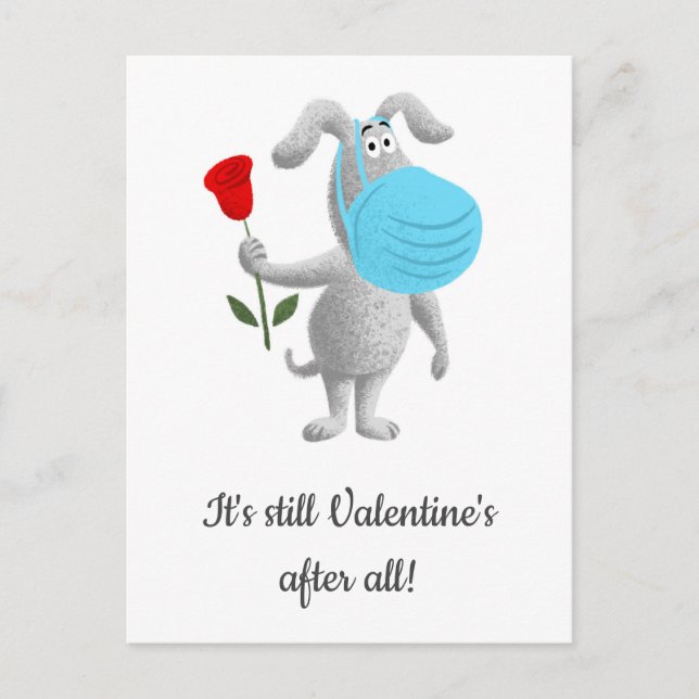 Cartão Postal De Festividades Happy Valentine's Day 2021 Dog Mask (Frente)