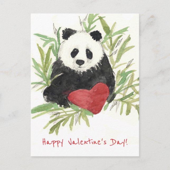 Cartão Postal De Festividades Happy Valentine's Day Grandson Panda Bear (Frente)