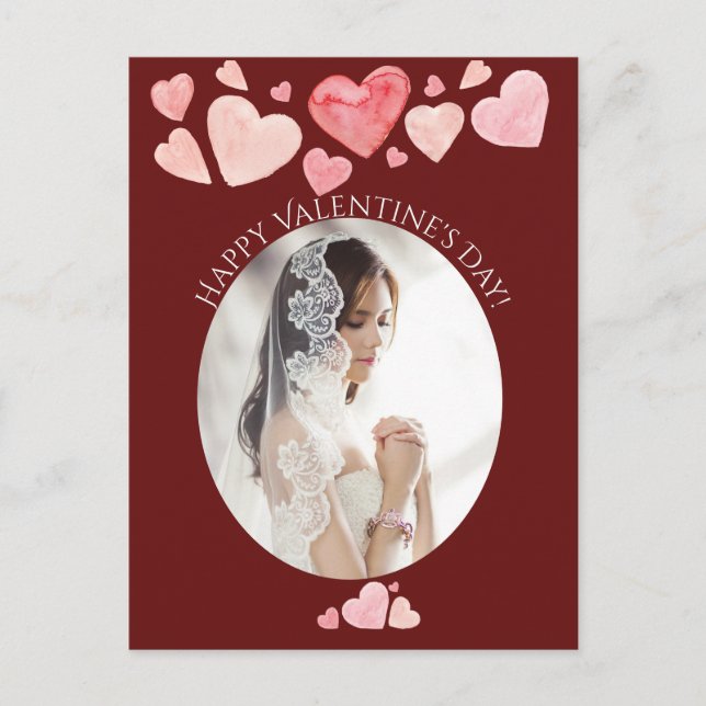 Cartão Postal De Festividades Happy Valentine's Day Photo Portrait Painted Heart (Frente)