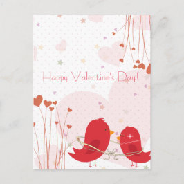 Cartão Postal De Festividades Happy Valentine's Day Red Bird Whimsical Postcard