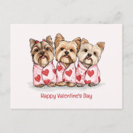 Cartão Postal De Festividades Happy Valentines Day Yorkshire Terrier Dogs