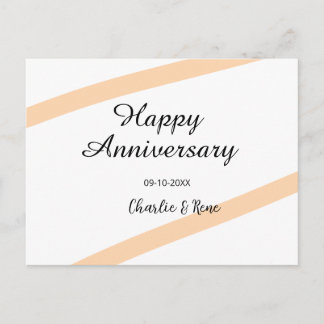 Cartão Postal De Festividades Happy wedding anniversary orange pastel lines name