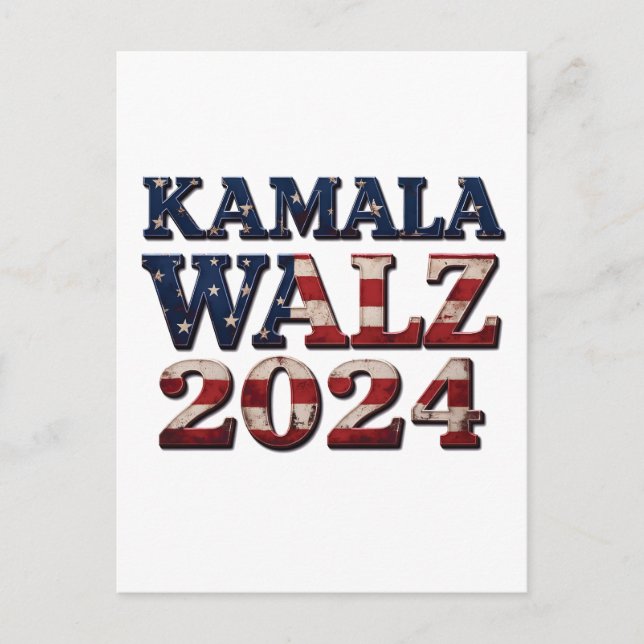 Cartão Postal De Festividades Harris Walz 2024 Eleição Kamala Tim Waltz (Frente)