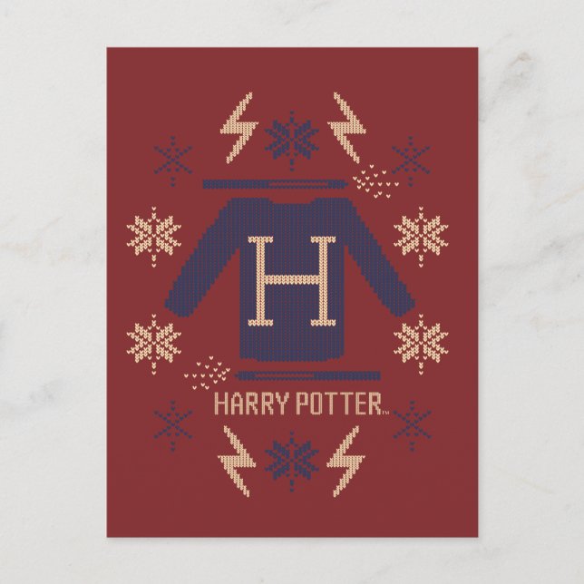 Cartão Postal De Festividades HARRY POTTER™ Cross-Stitch Sweater Graphic (Frente)