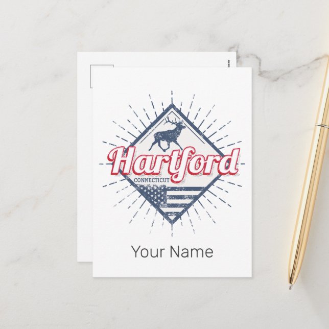 Cartão Postal De Festividades Hartford City Connecticut EUA (Frente/Verso In Situ)
