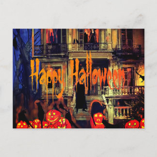 Cartão Postal De Festividades Haunted House Halloween Party