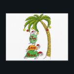 Cartão Postal De Festividades Hawaiian Christmas Turtle Santas<br><div class="desc">Postcard Horizontal Template</div>